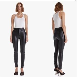 NWOT-MOTHER Super Swooner Shiny Black Faux Leather Pants